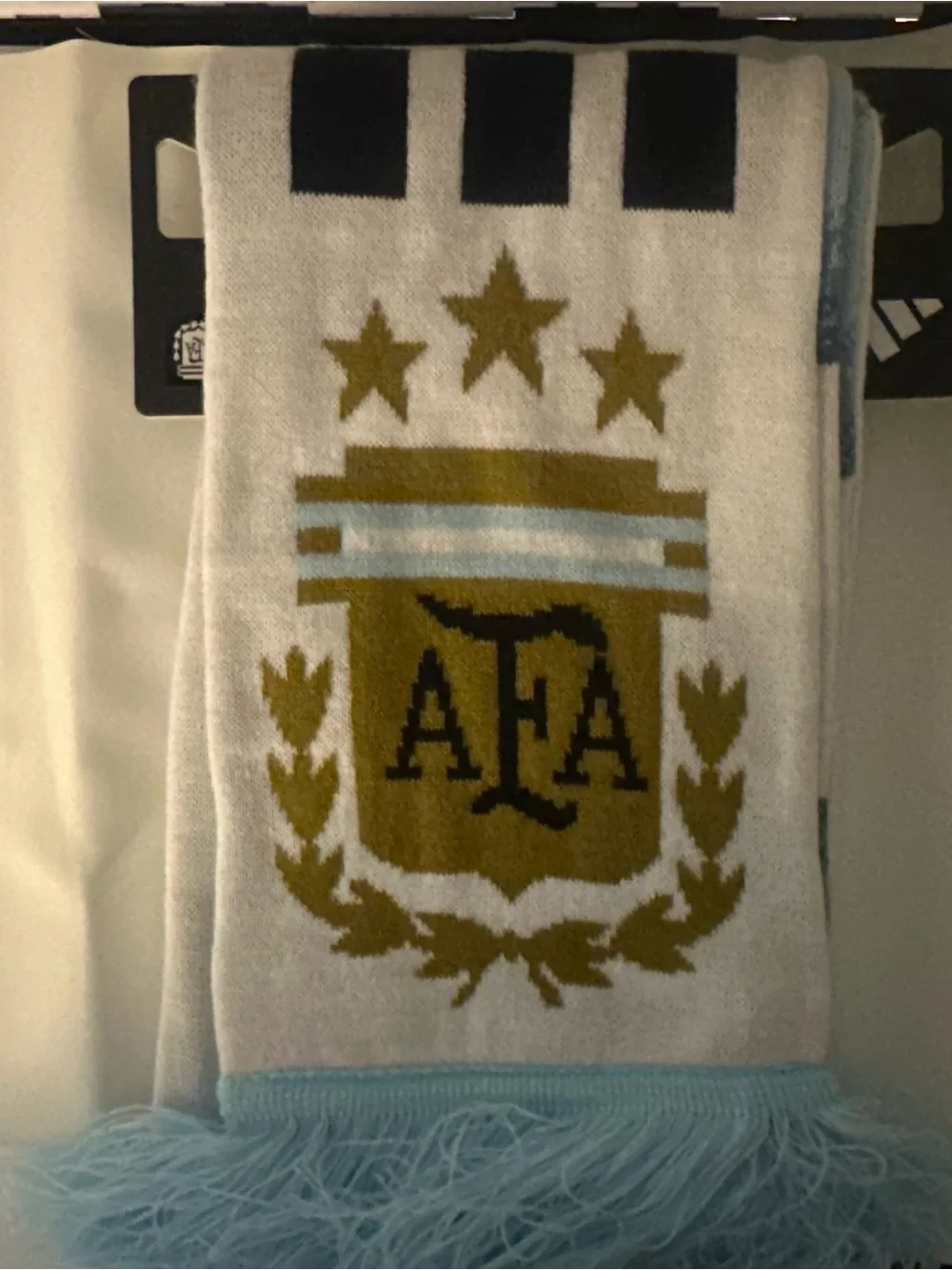 adidas White, Light Blue and Gold AFA Crest Bath Towel
